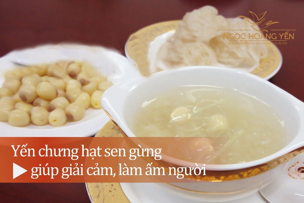 Yến chưng hạt sen gừng giúp giải cảm, làm ấm người