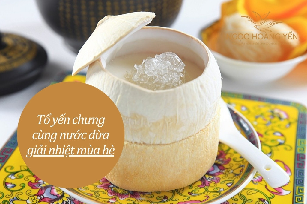 Tổ yến chưng cùng nước dừa giải nhiệt mùa hè