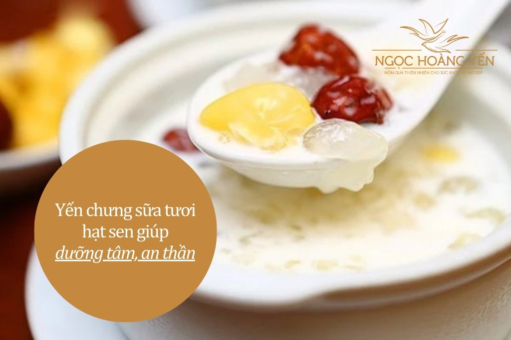 Yến chưng sữa tươi hạt sen giúp dưỡng tâm, an thần