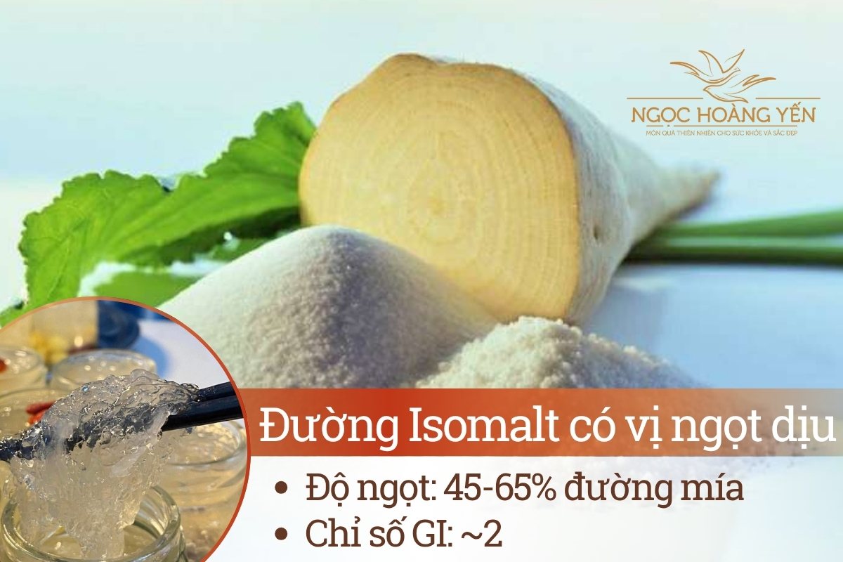 Đường Isomalt có vị ngọt dịu (45-65% đường mía), chỉ số GI ~2