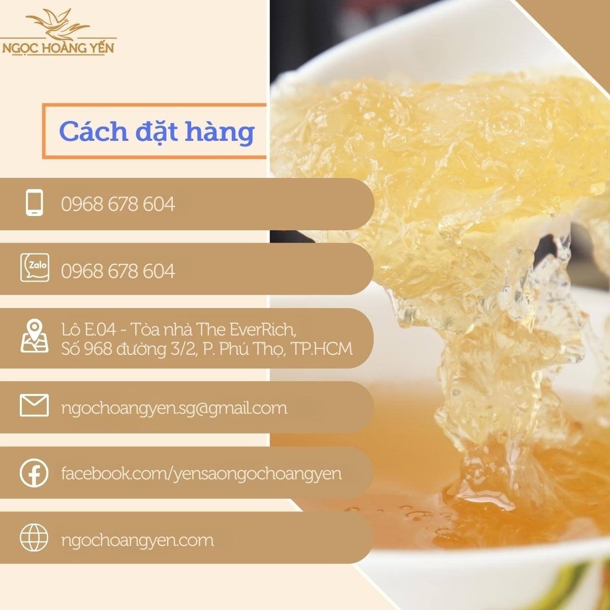 Cách đặt hàng yến sào Ngọc Hoàng Yến