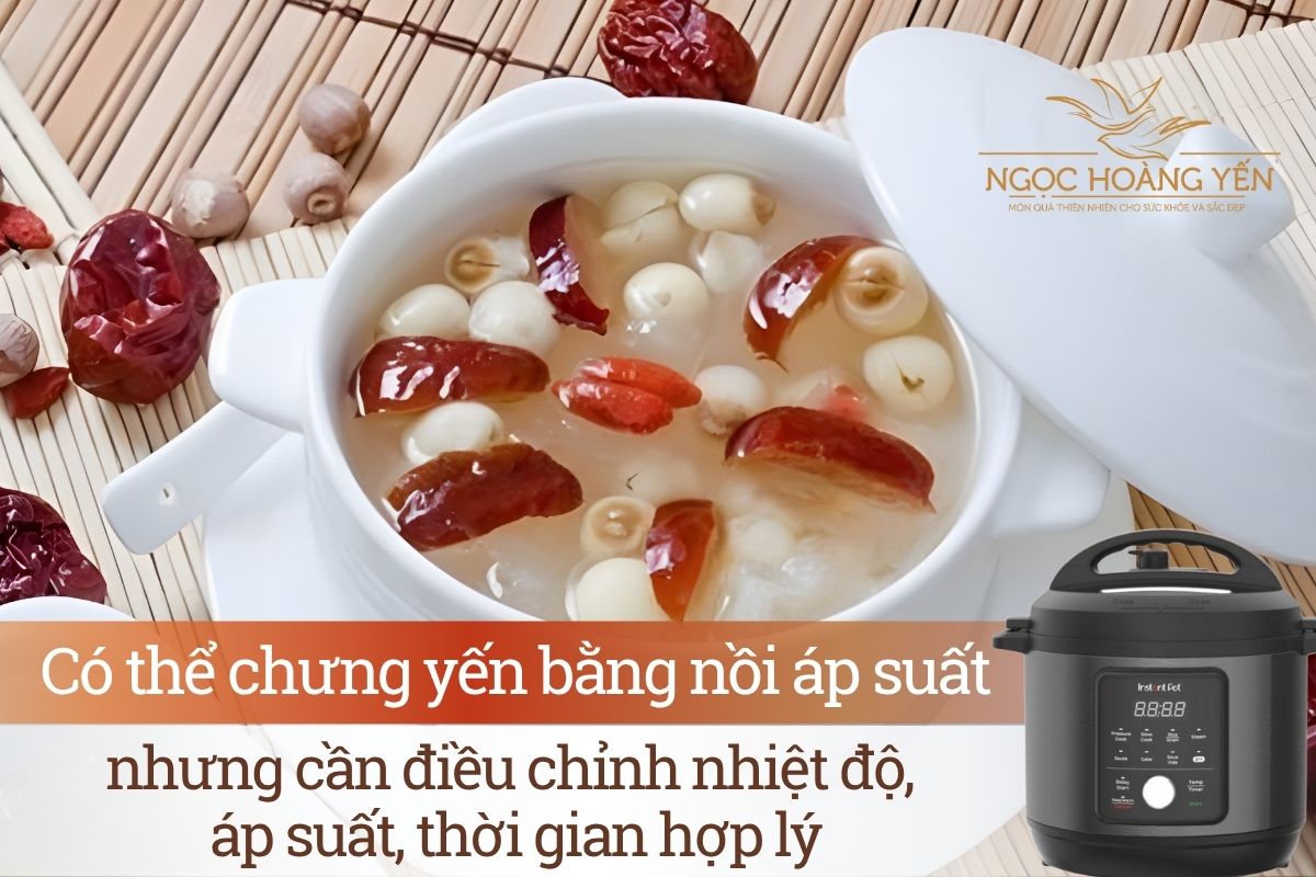 Có thể chưng yến bằng nồi áp suất nhưng cần điều chỉnh nhiệt độ, áp suất, thời gian hợp lý